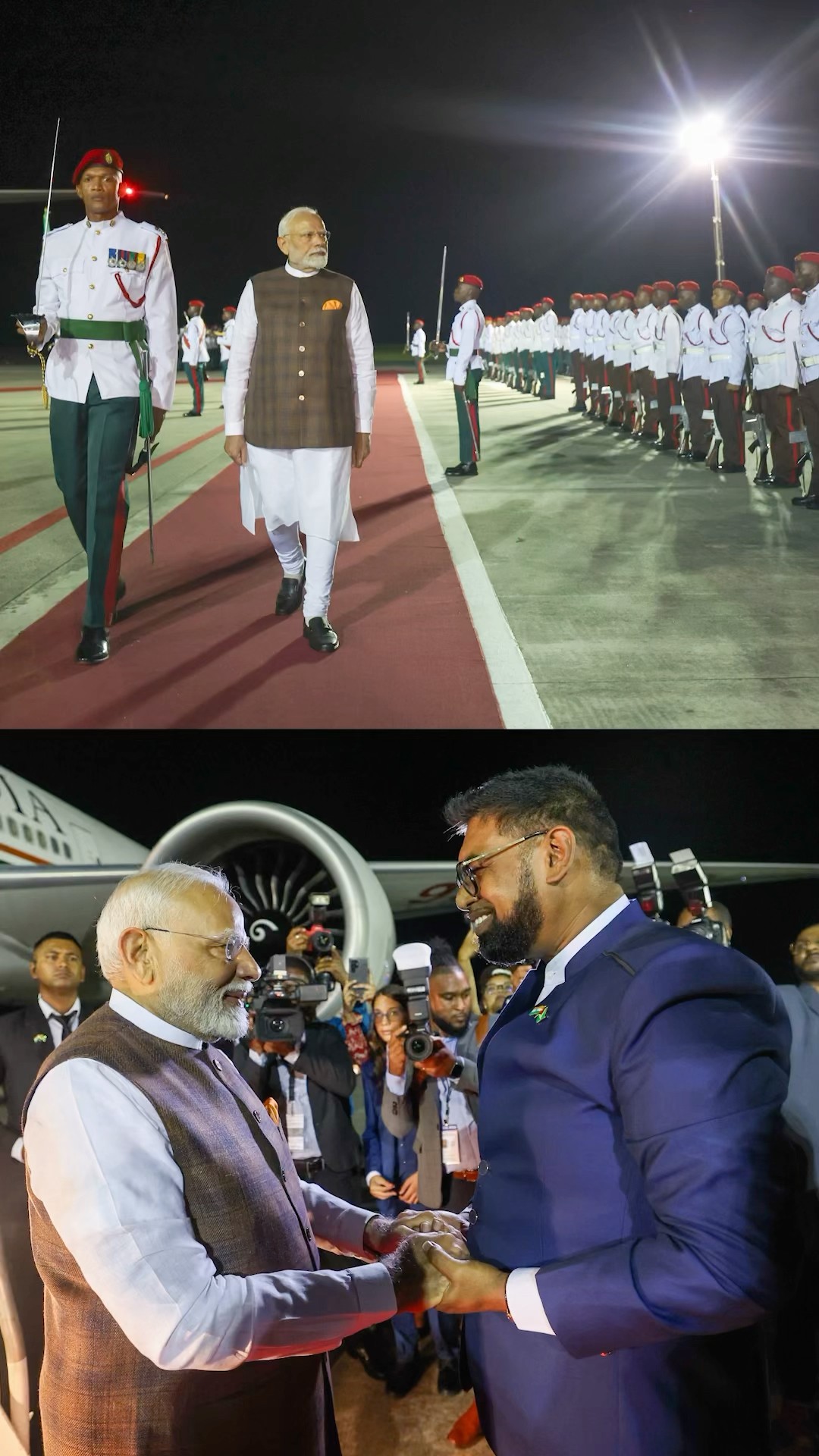 President Irfaan Ali of Guyana warmly receives PM Modi in Georgetown | #shorts
